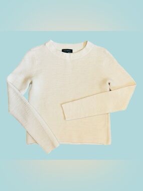 Club Monaco Cream Ribbed Long-Sleeve Sweater size S